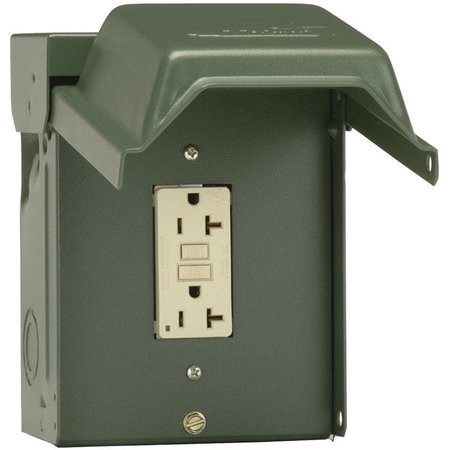 GE INDUSTRIAL SOLUTIONS Outdoor Power Outlet, 120 V, 20 A, NEMA NEMA 3R, Green U010010GRP